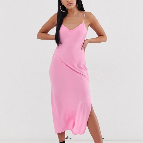asos pink satin dress
